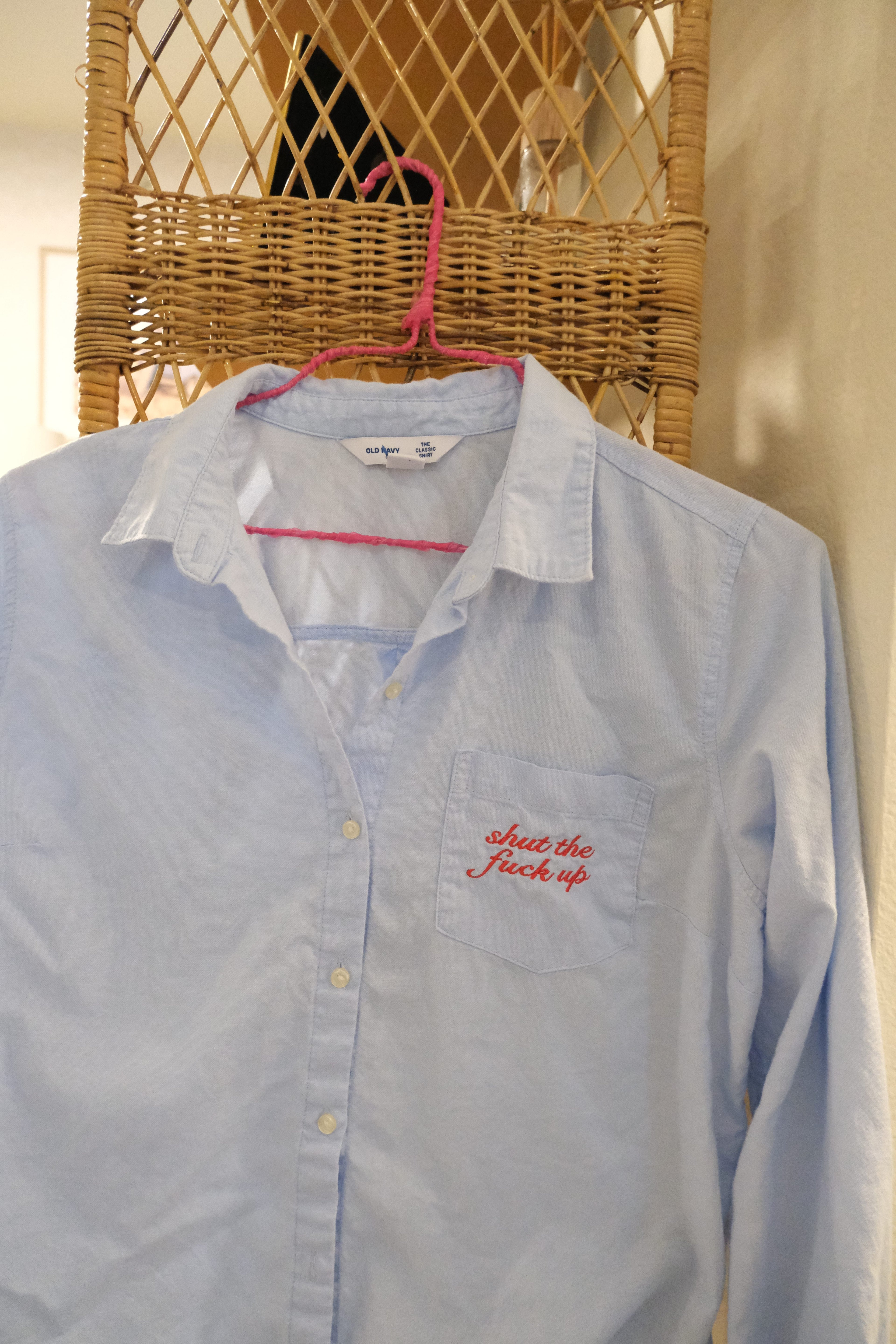 STFU Button Down - Blue & White