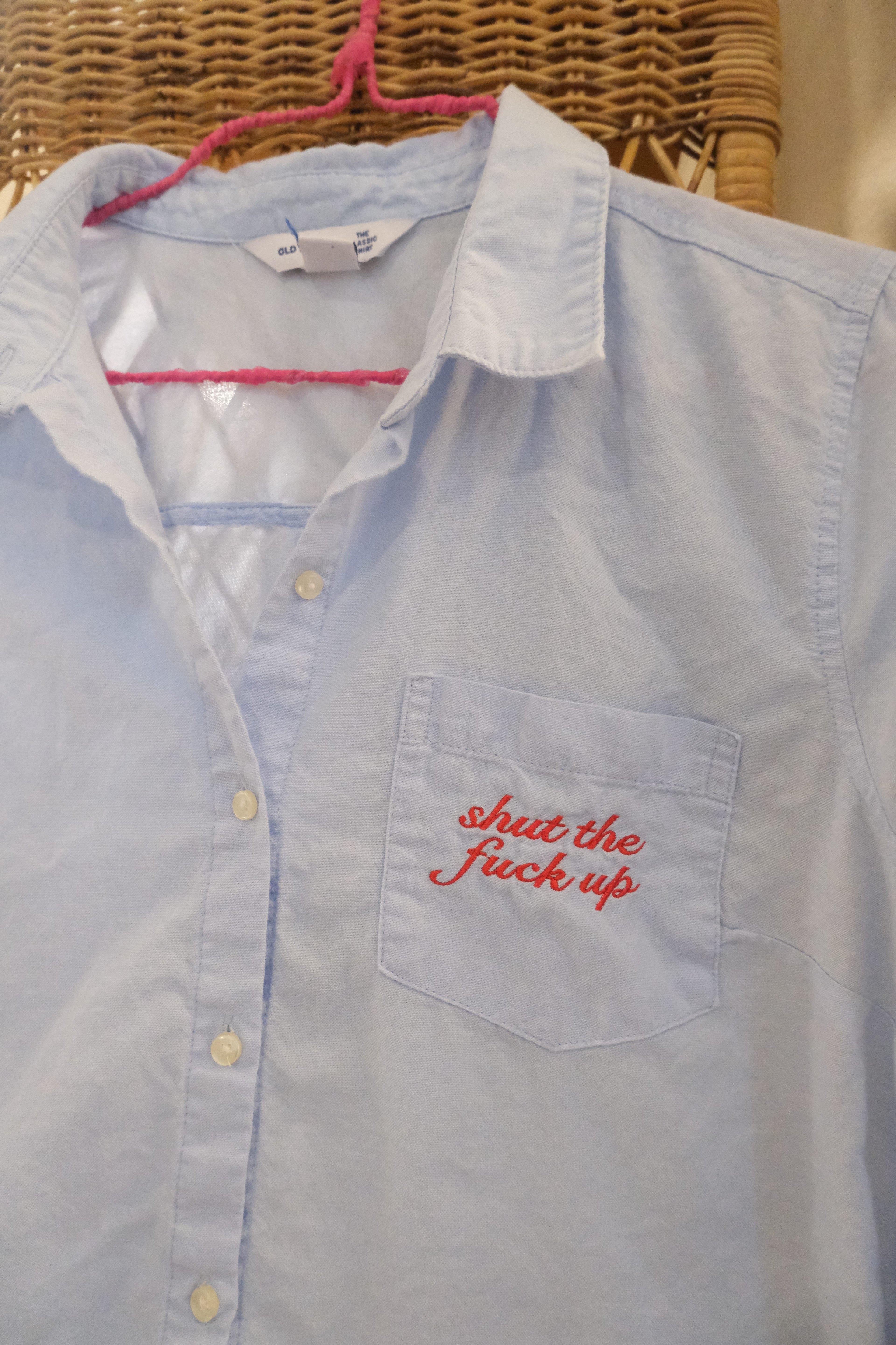 STFU Button Down - Blue & White