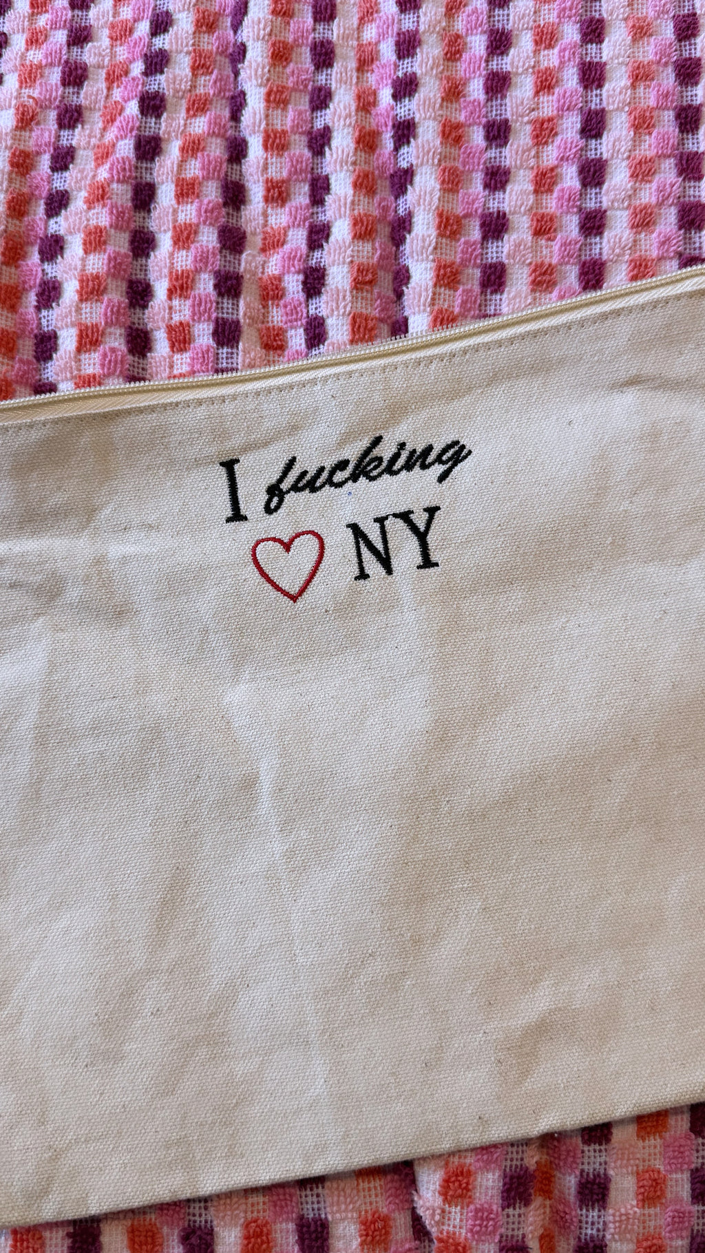 I fucking love NY - Embroidered Canvas Pouch