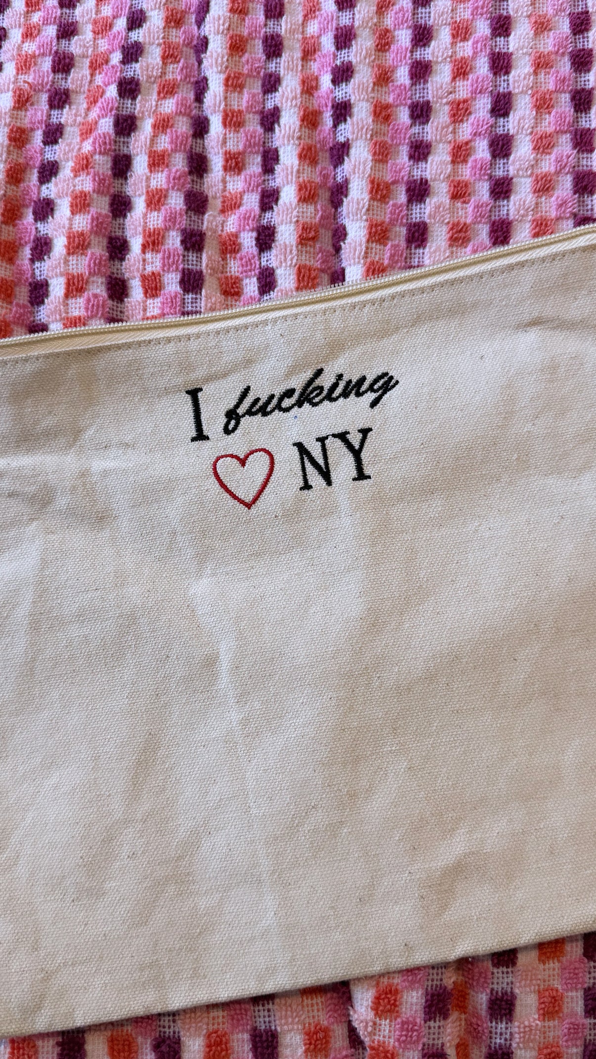I fucking love NY - Embroidered Canvas Pouch