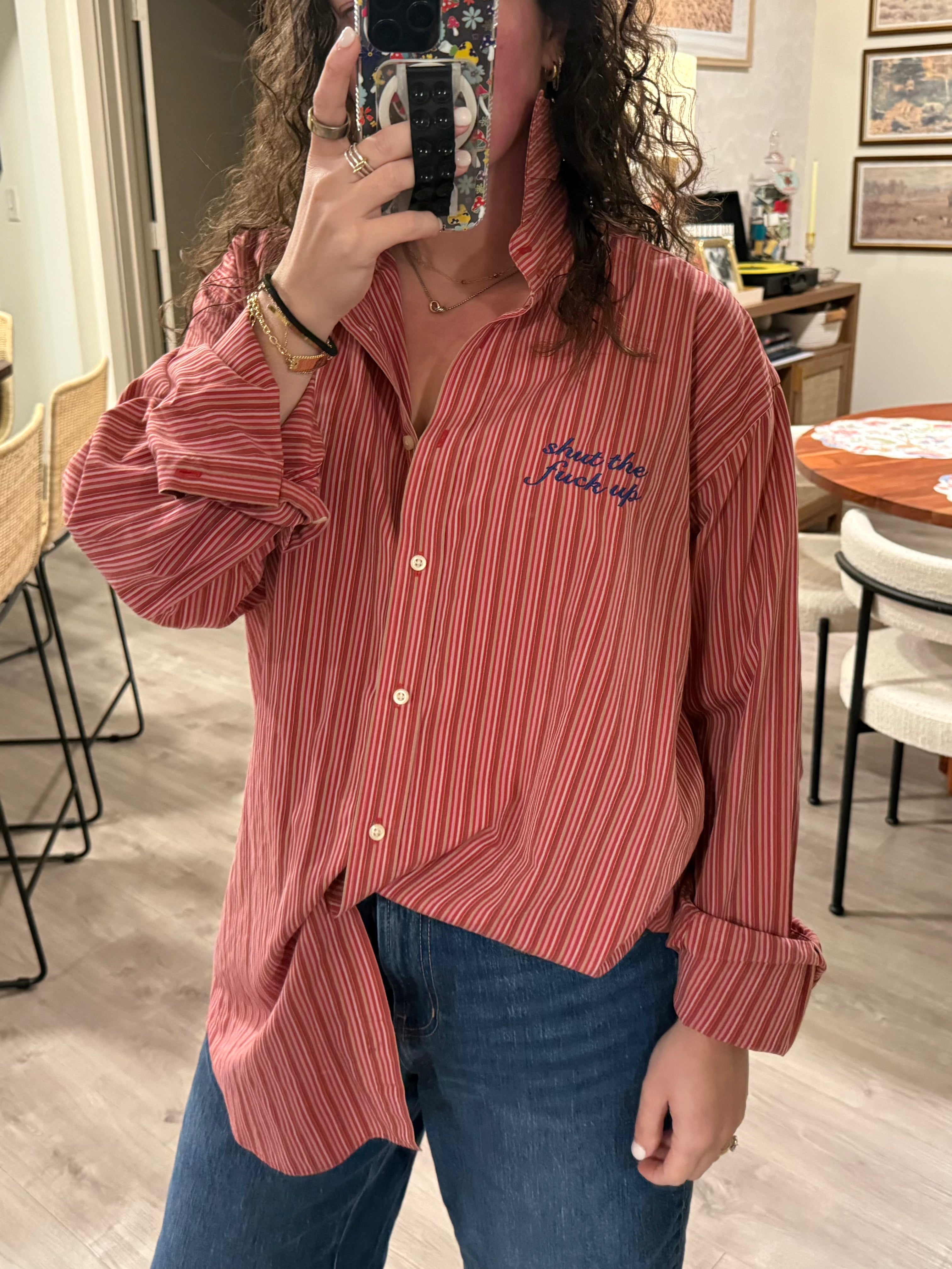 STFU Button Down - Multicolored & Navy