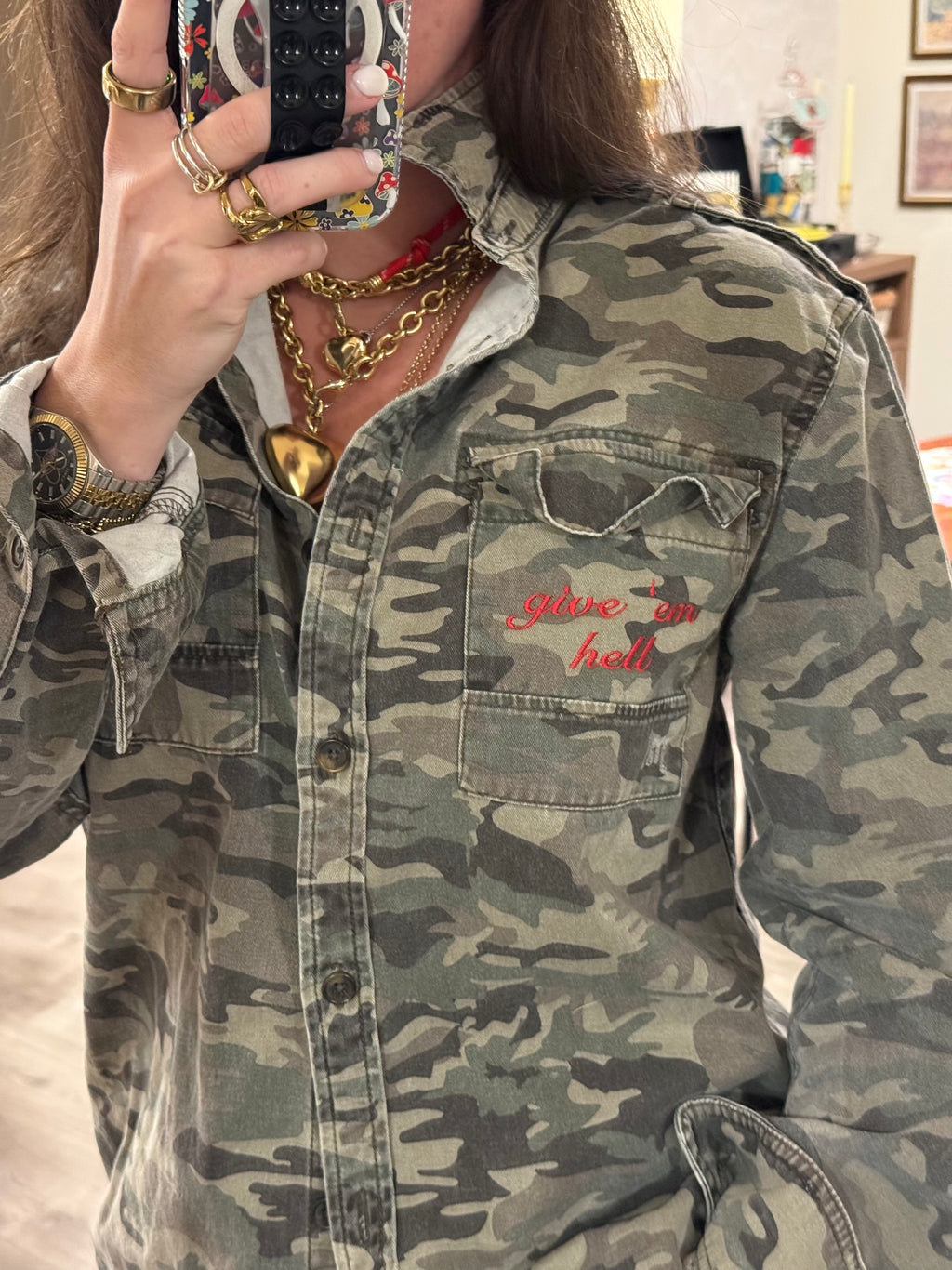 'Give 'em Hell' Button Down - Size M