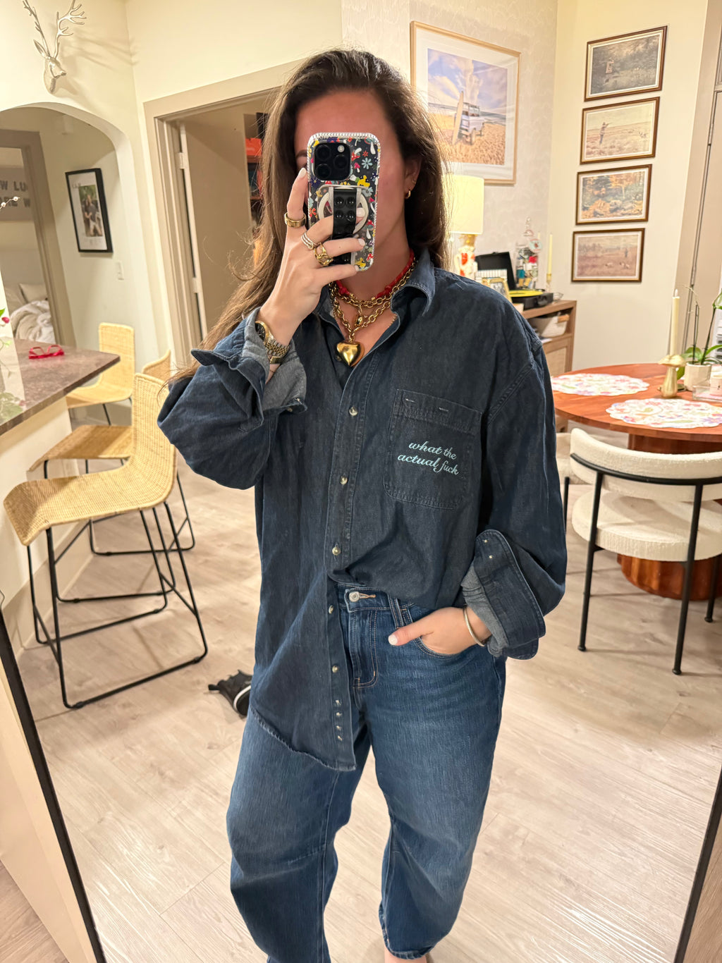 'what the actual fuck' Button Down - Size L