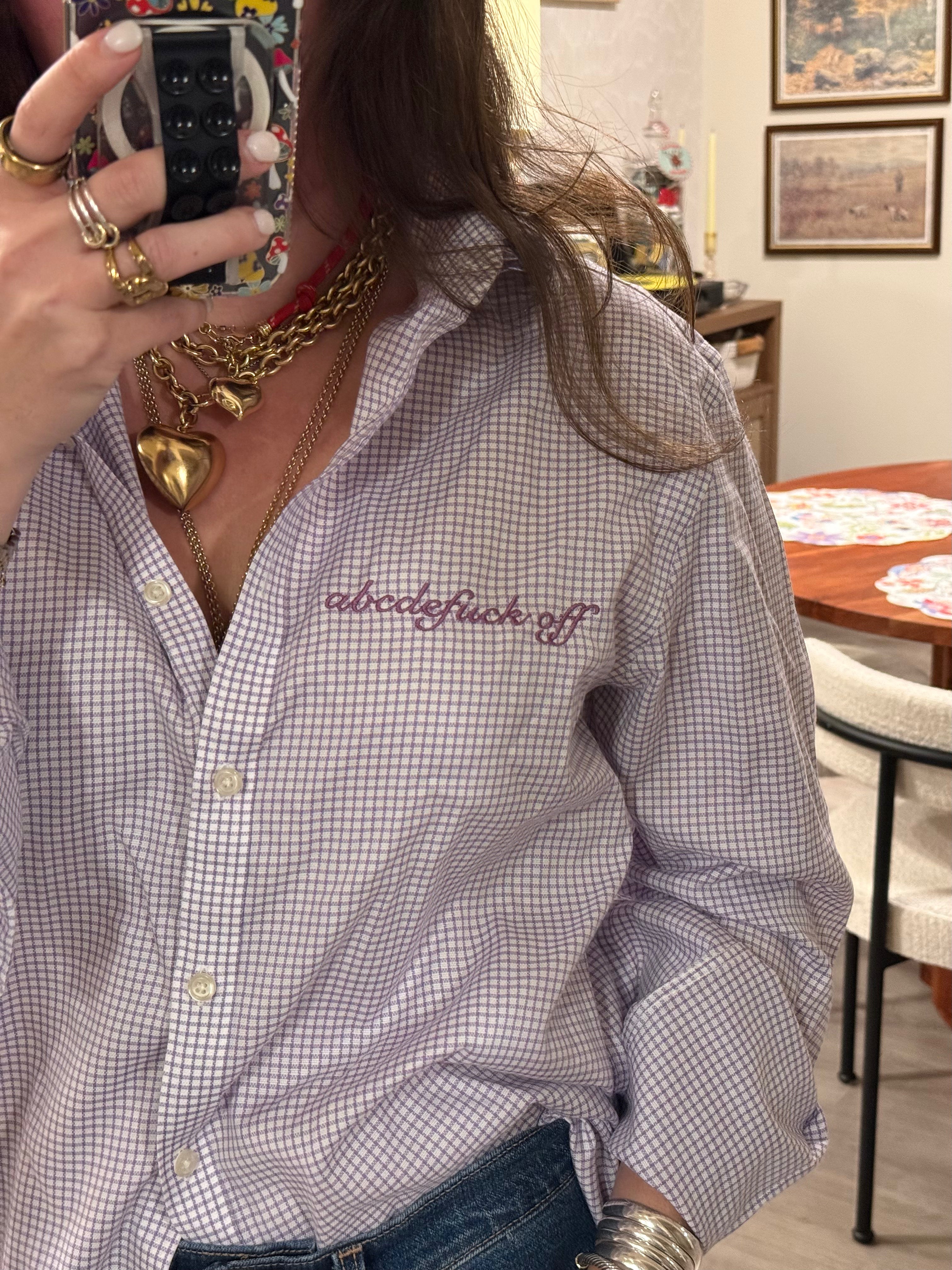 'abcdefuck off' Button Down - Size L