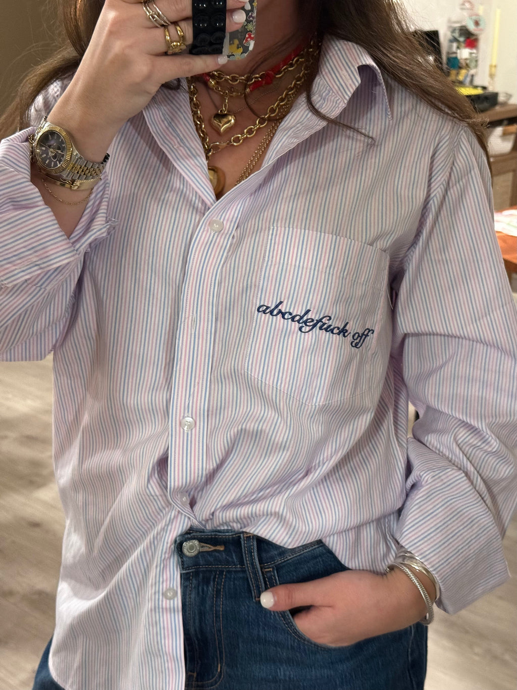 'abcdefuck off' Button Down - Size M