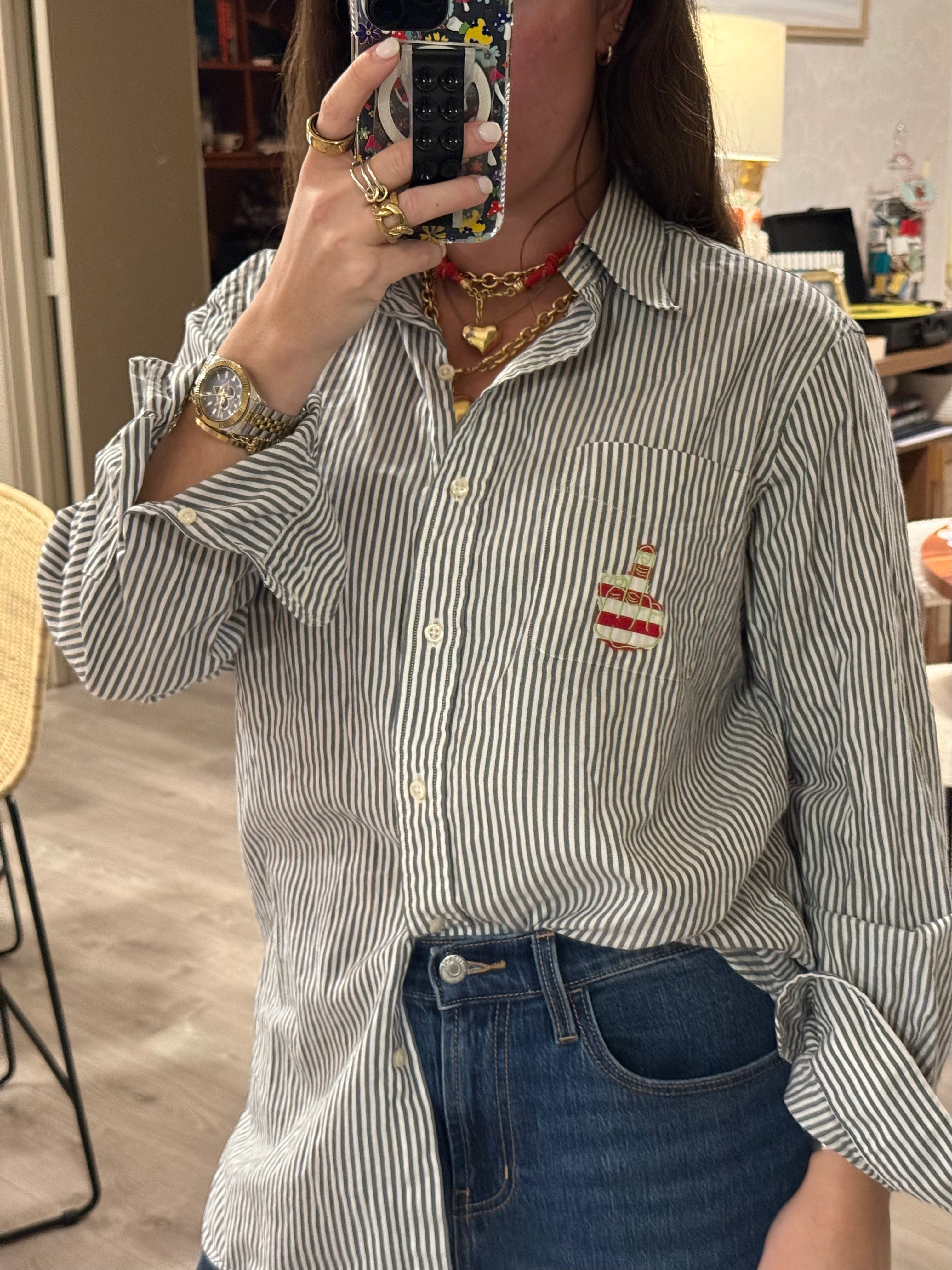 Middle Finger Button Down - Size M