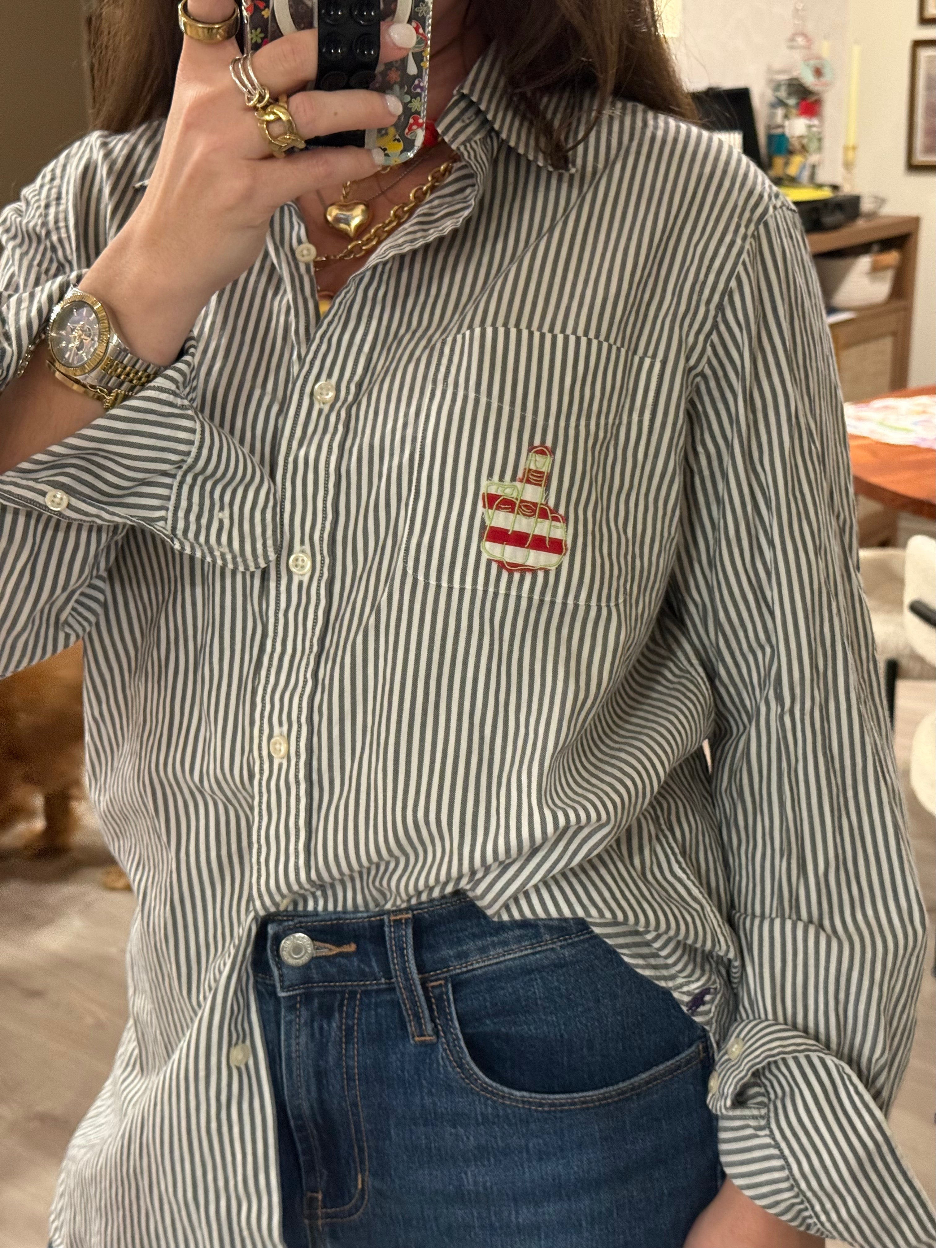 Middle Finger Button Down - Size M