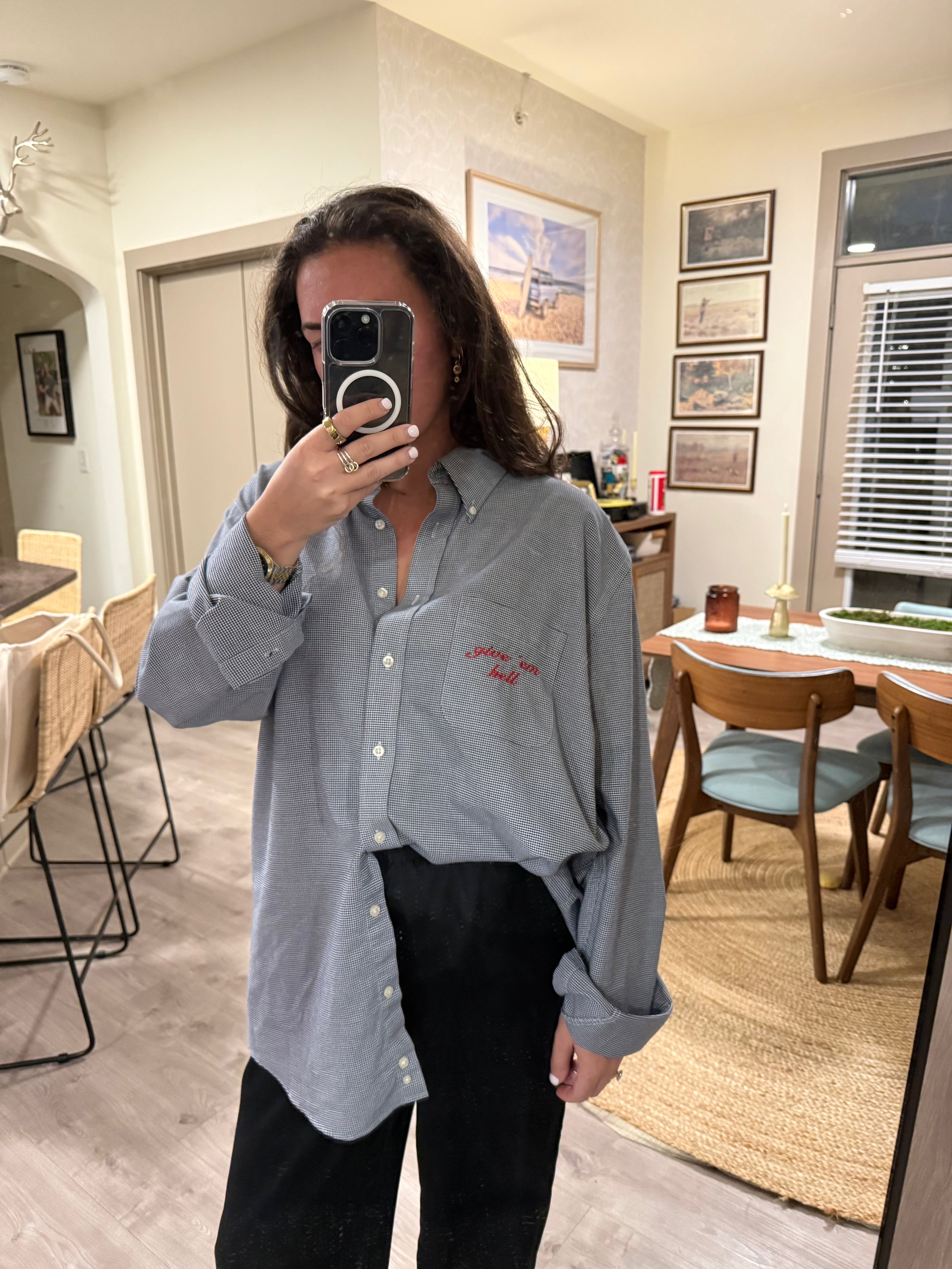 give 'em hell Button Down - Black Plaid & Red - Size XL