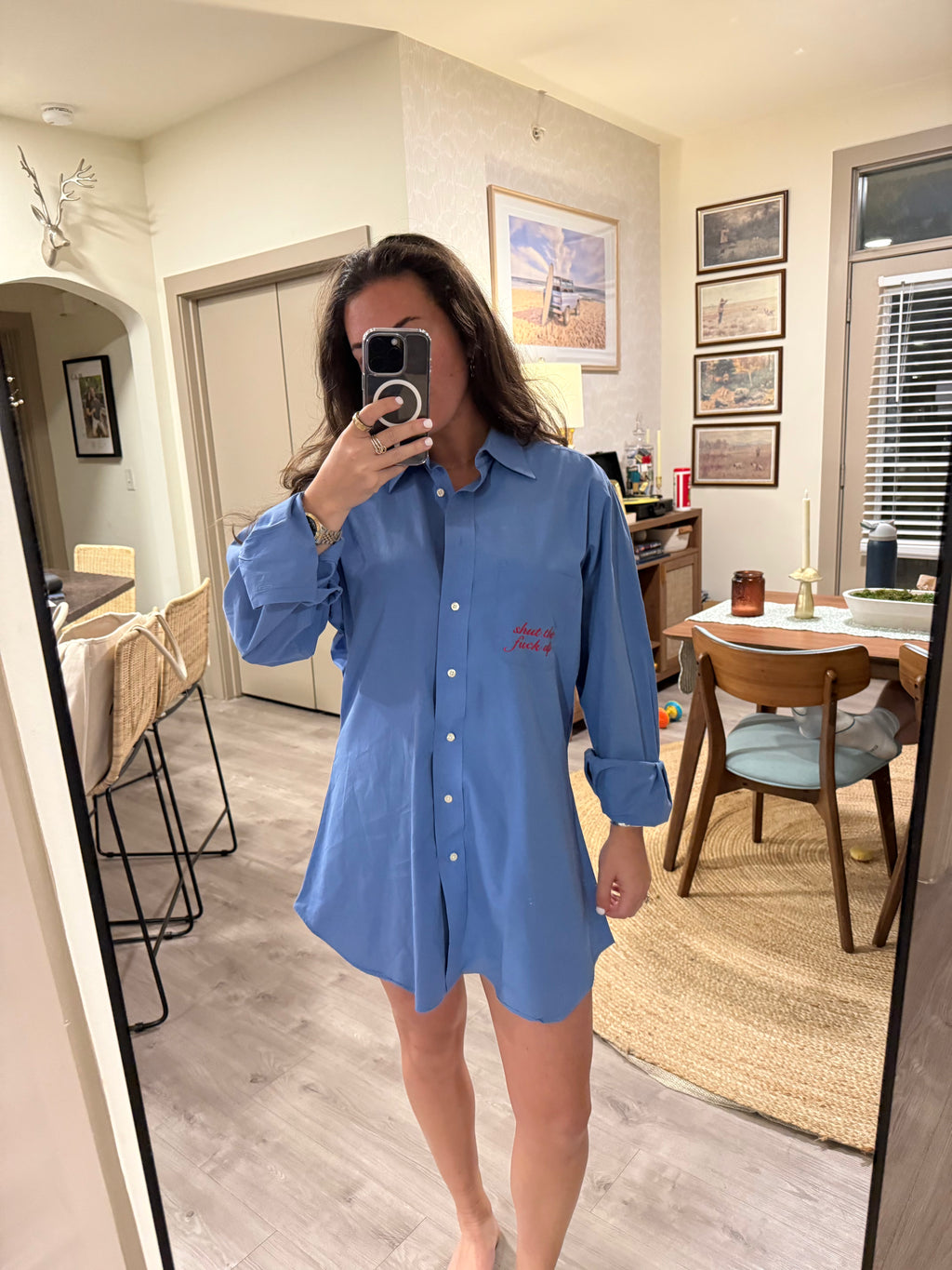 STFU Button Down - Blue & Red - Size 2XL