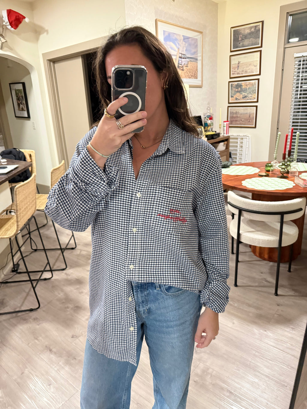 Stfu Respectfully Button Down - Blue Plaid & Red