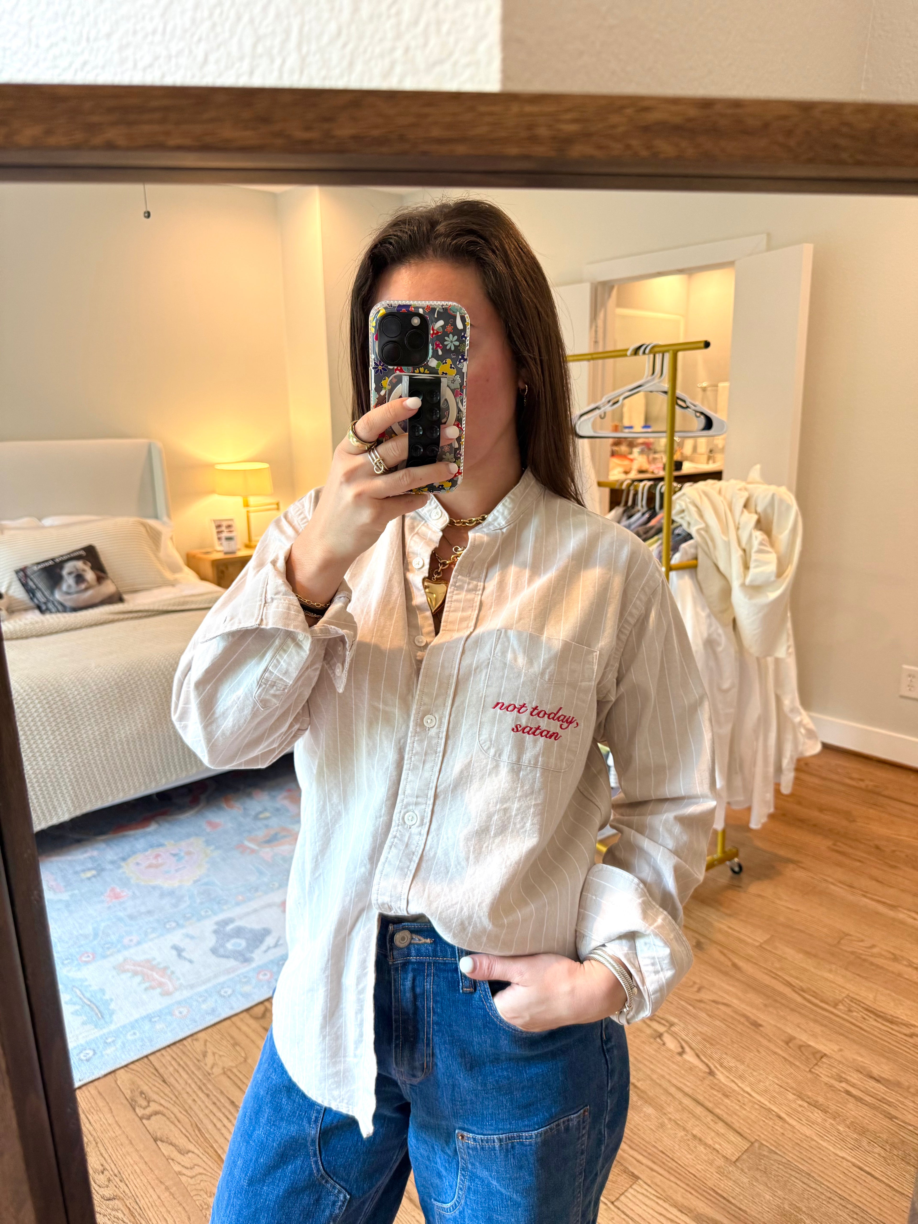 Not Today, Satan Button Down - Size S