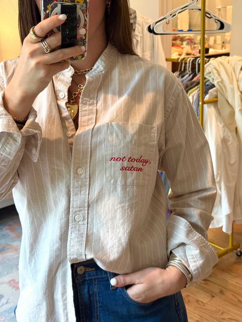 Not Today, Satan Button Down - Size S