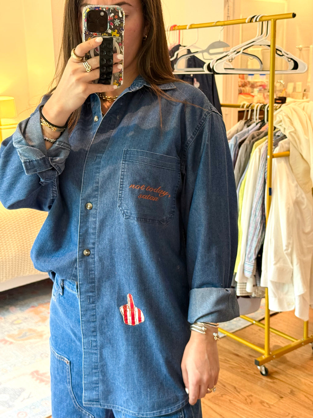 Not Today, Satan Button Down - Size L