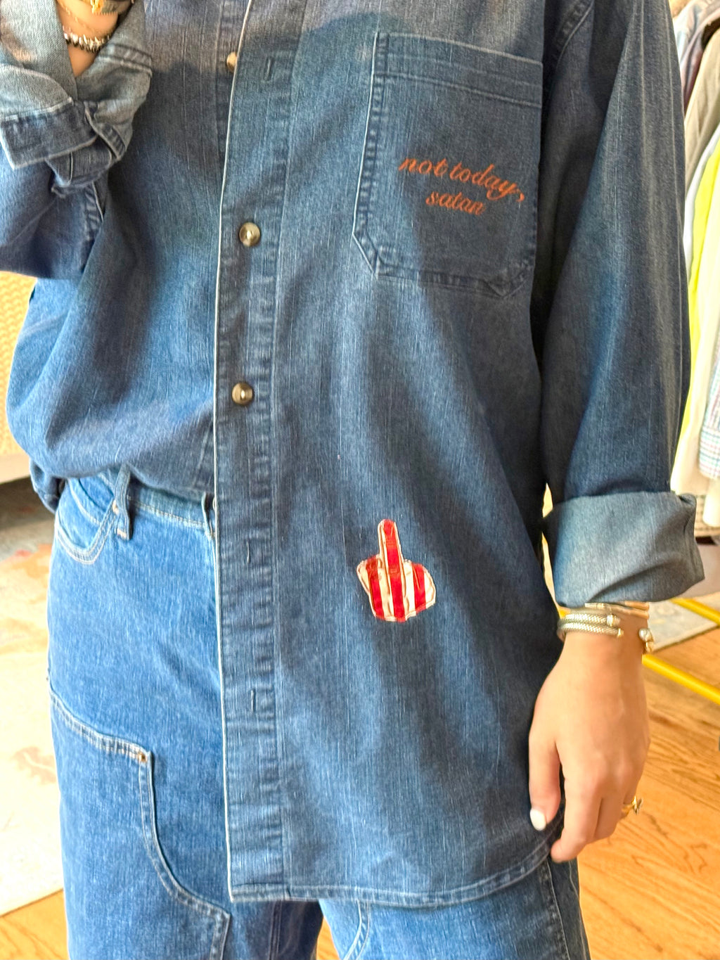 Not Today, Satan Button Down - Size L
