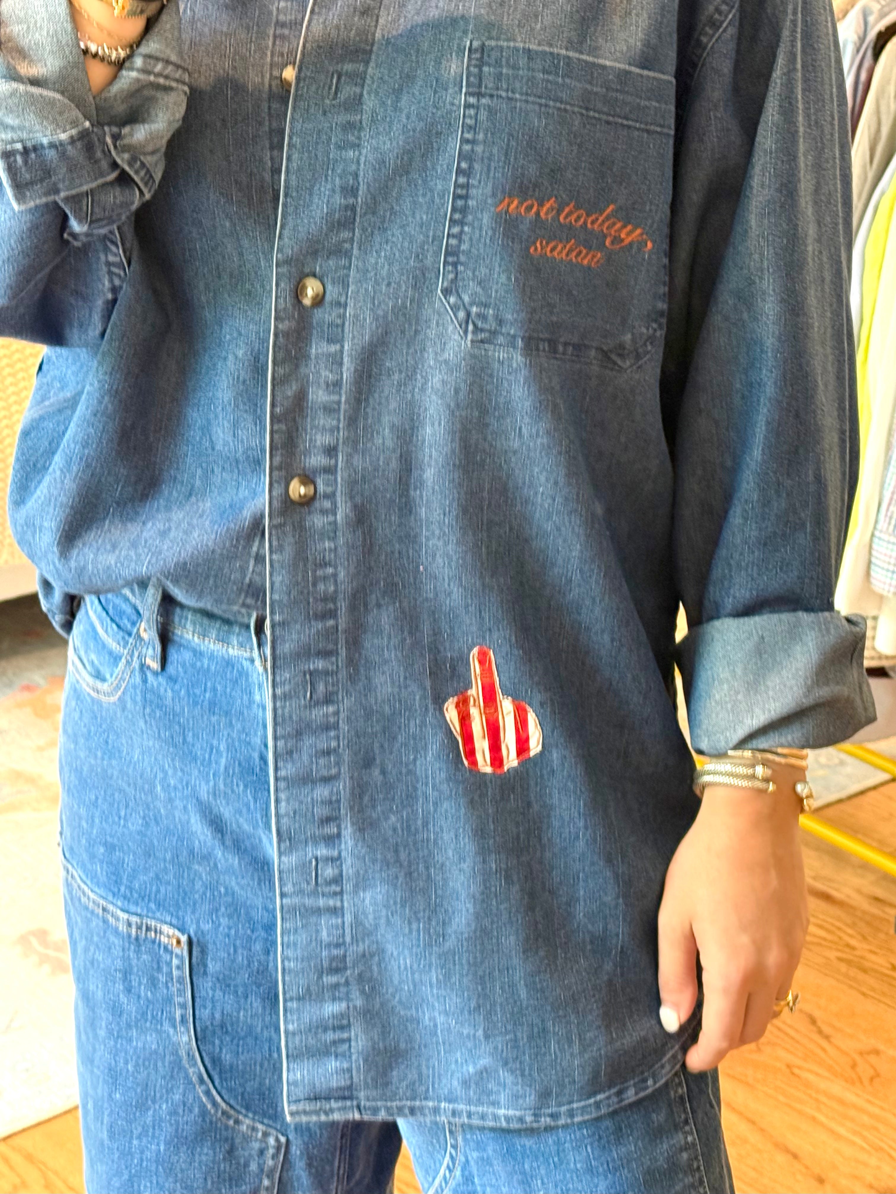 Not Today, Satan Button Down - Size L