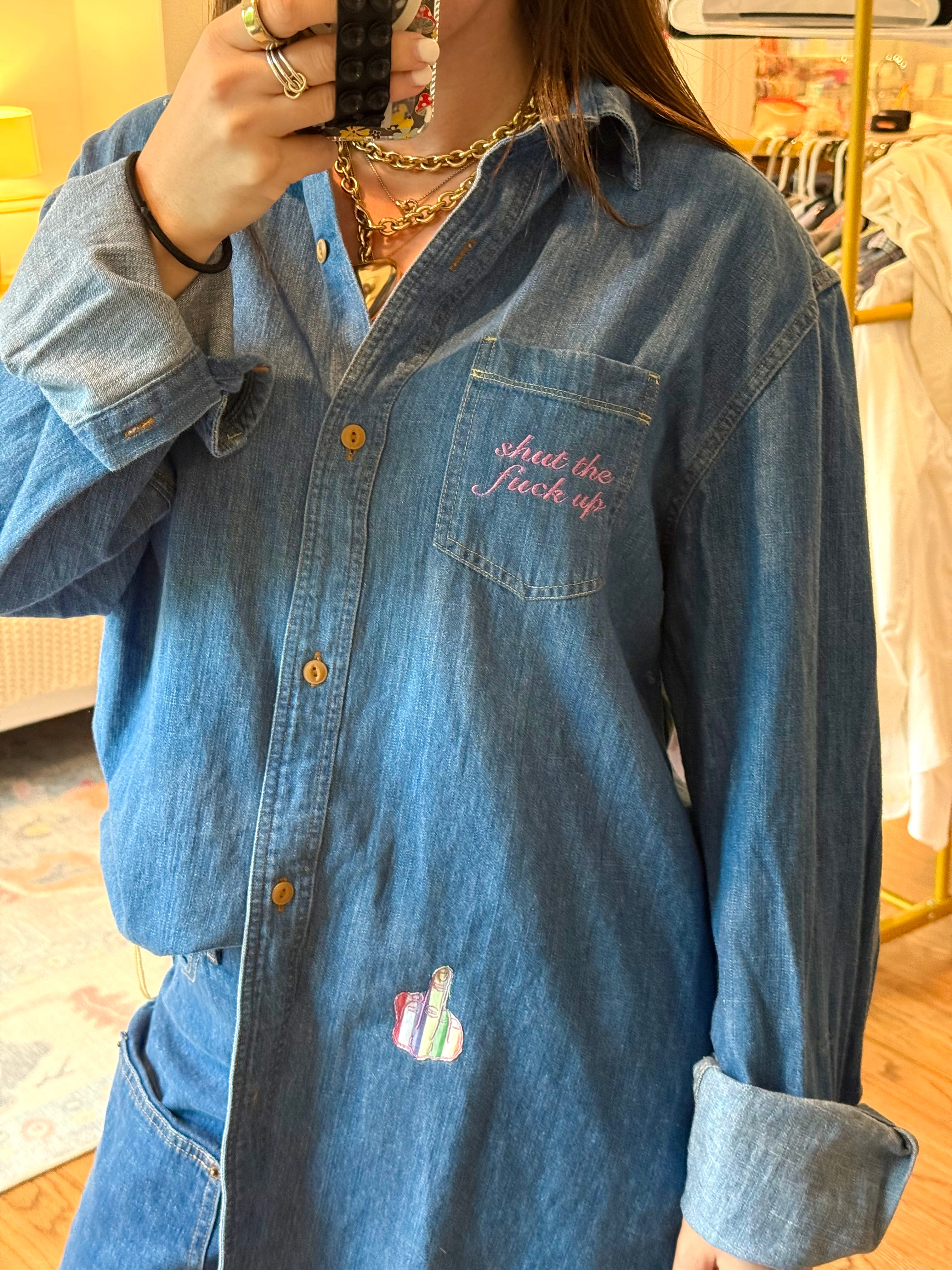 Shut The Fuck Up Button Down - Size L