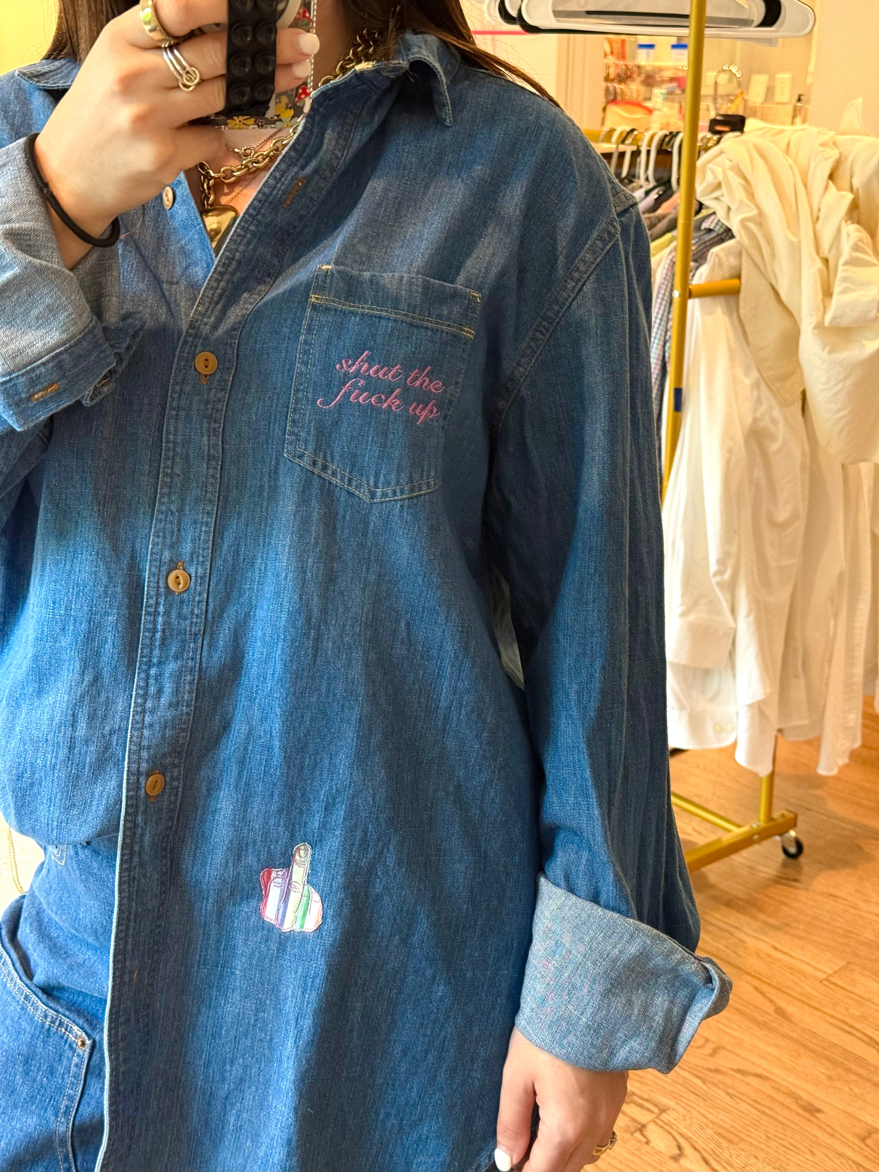 Shut The Fuck Up Button Down - Size L