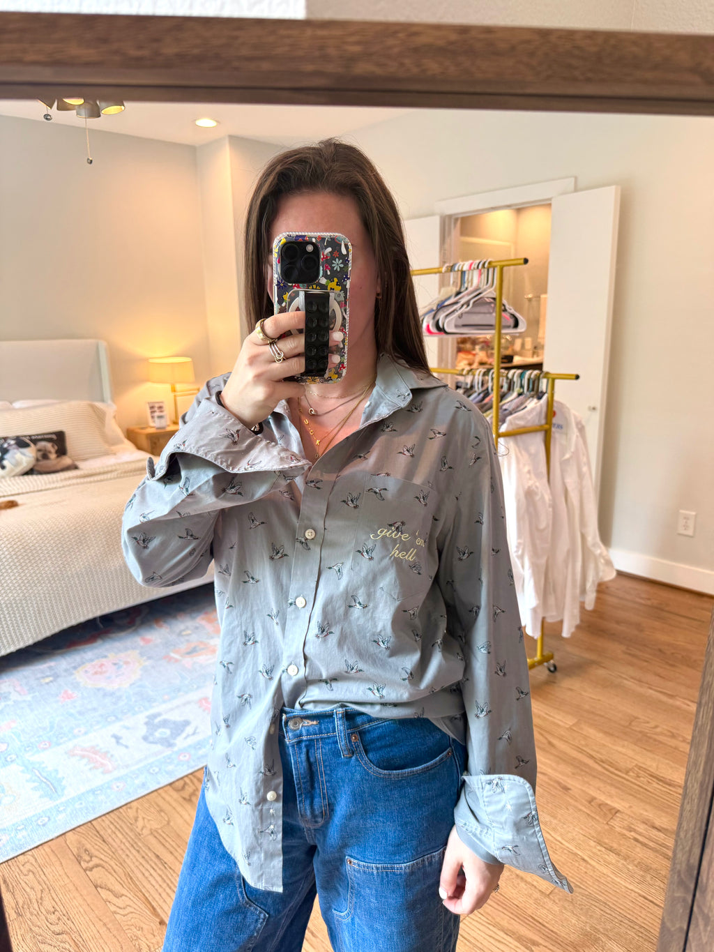 Give 'Em Hell Button Down - Size M