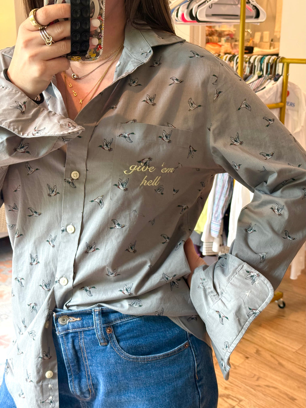 Give 'Em Hell Button Down - Size M