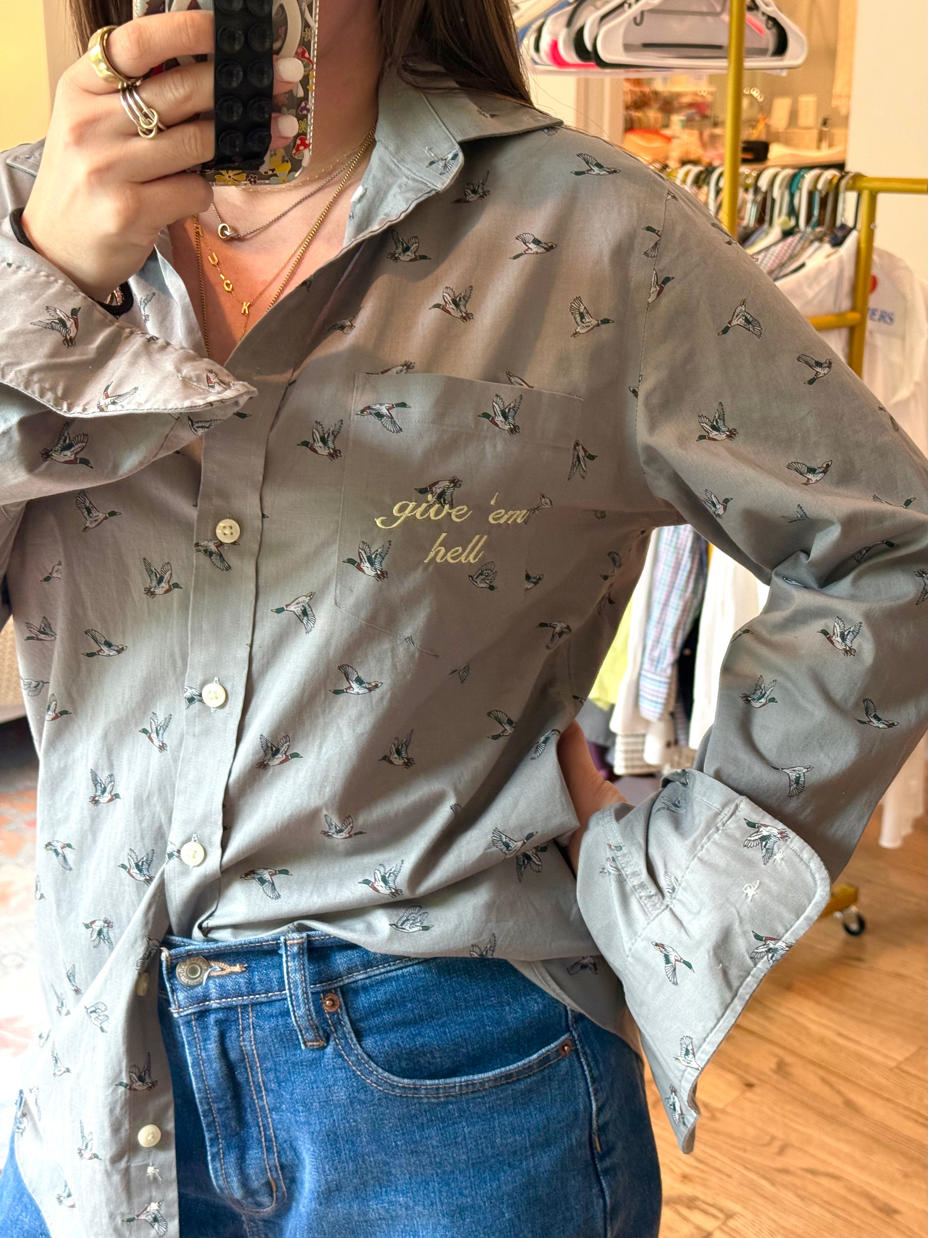 Give 'Em Hell Button Down - Size M