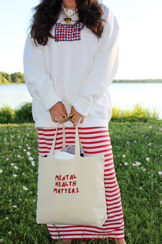 Mental Health Matters Embroidered Tote