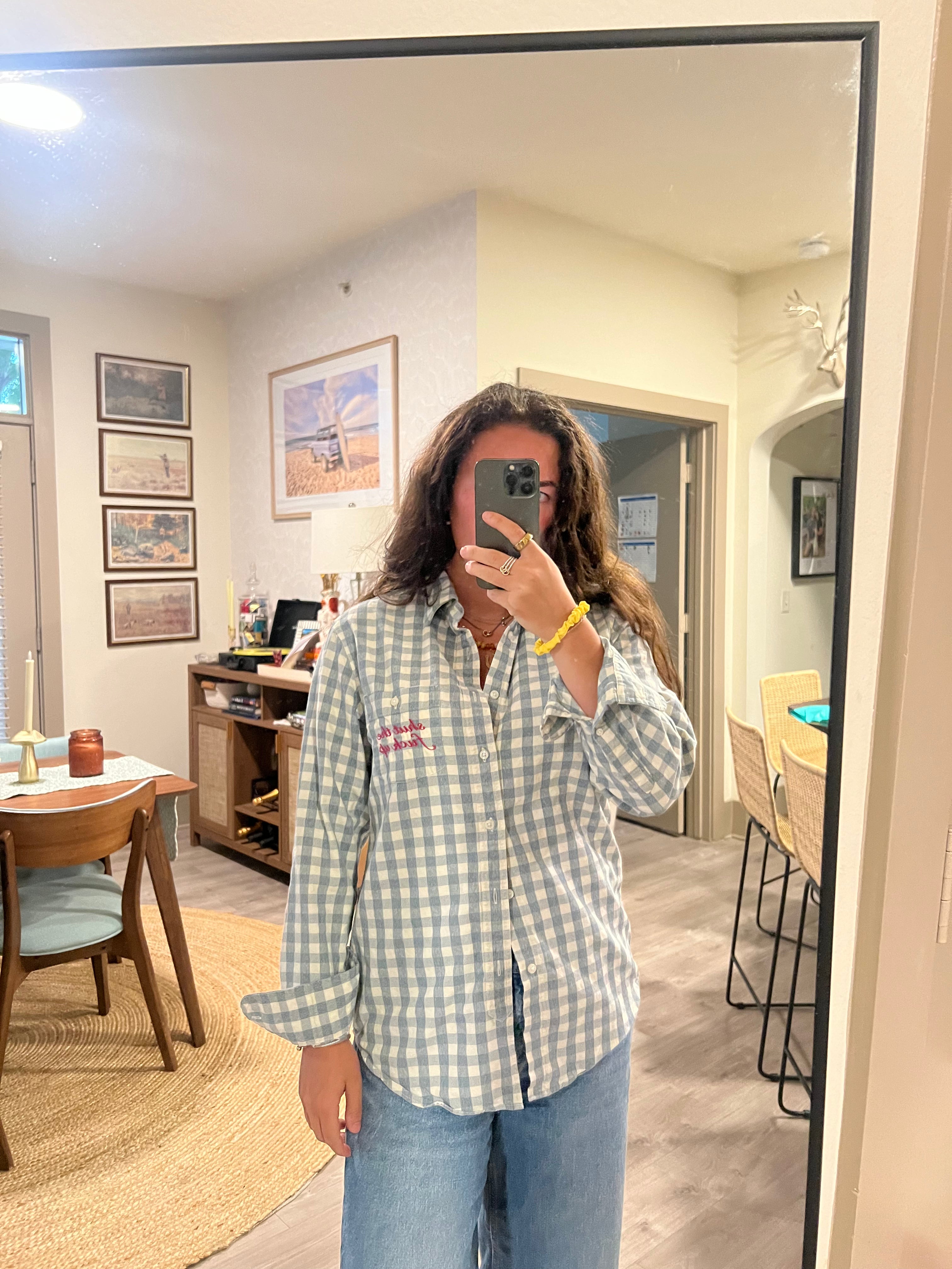 STFU Button Down - Gray Checkered & Red