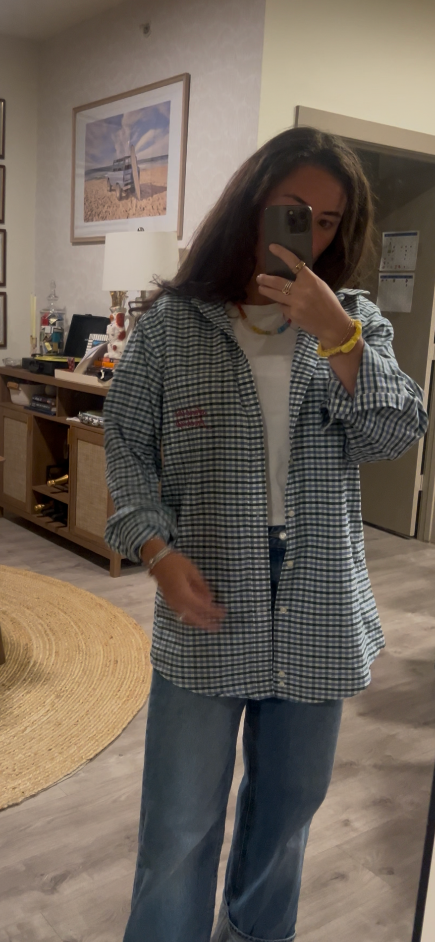 STFU Button Down - Green/Blue Checkered & Pink