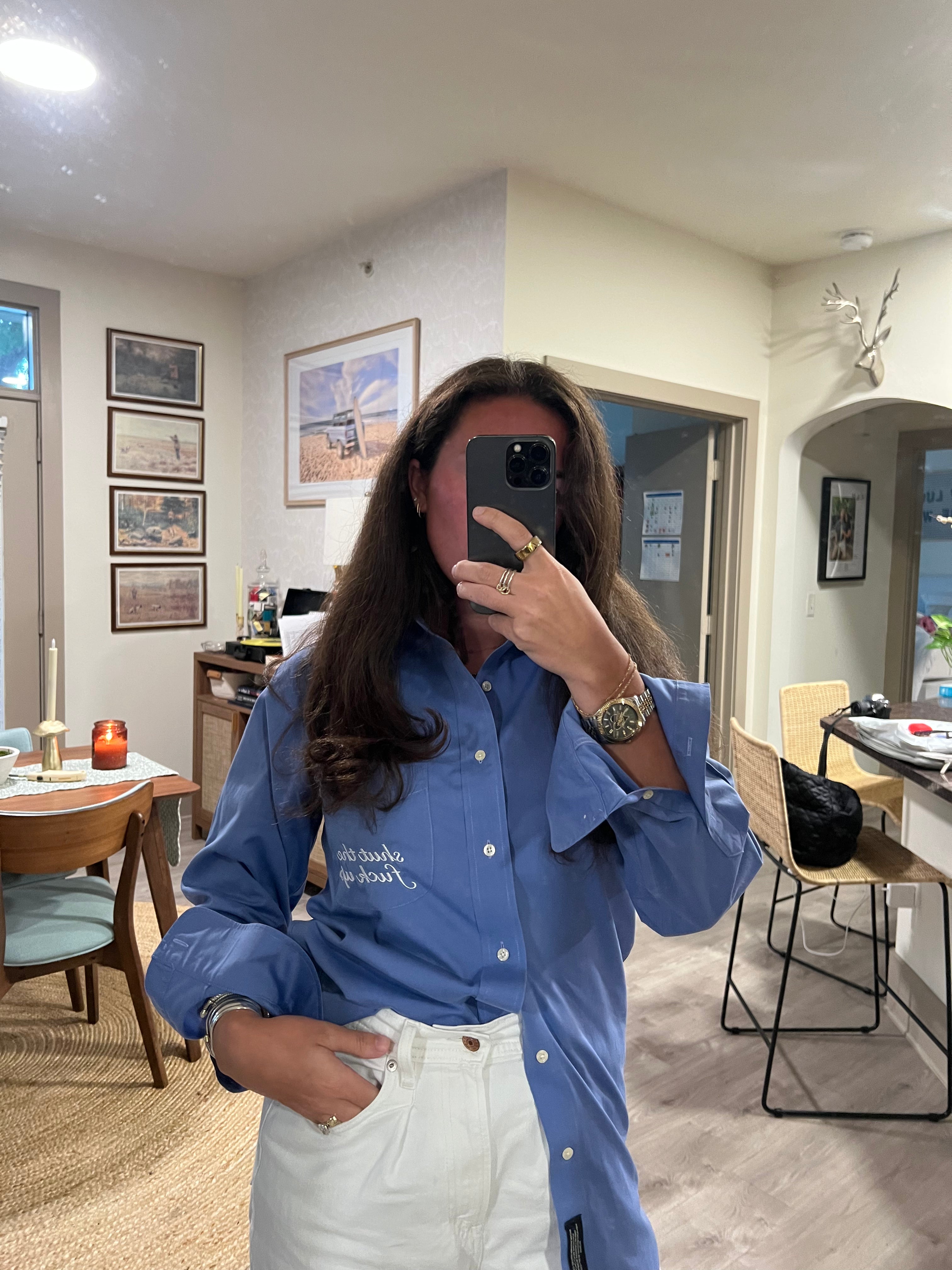 STFU Button Down - Blue & White