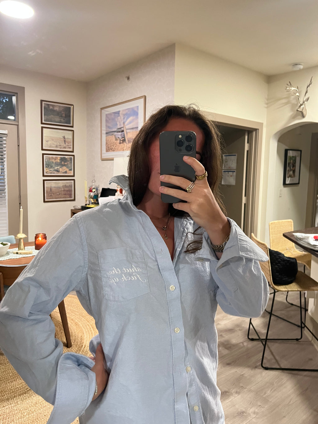 STFU Button Down - Blue & White