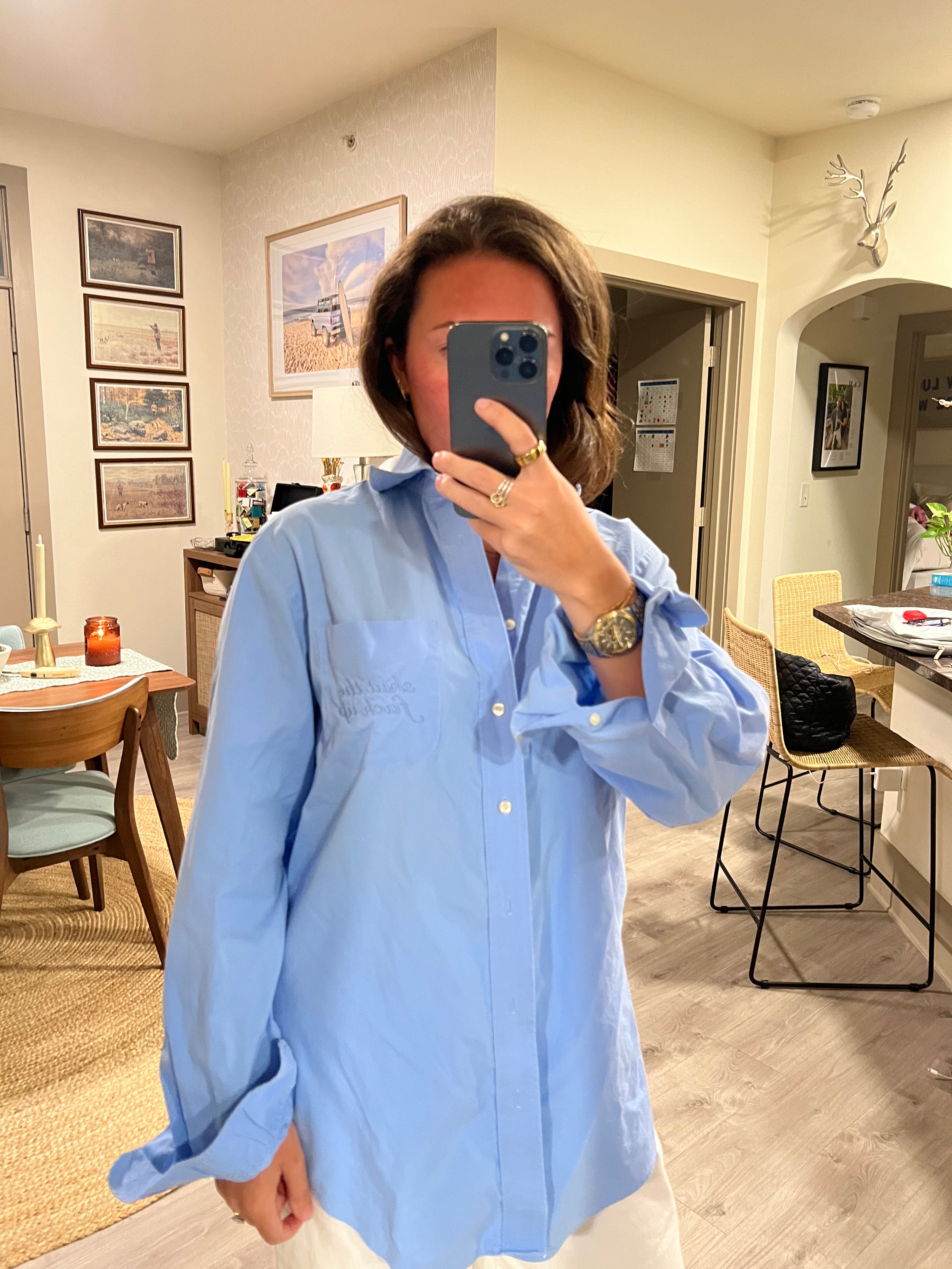 STFU Button Down - Blue & Blue
