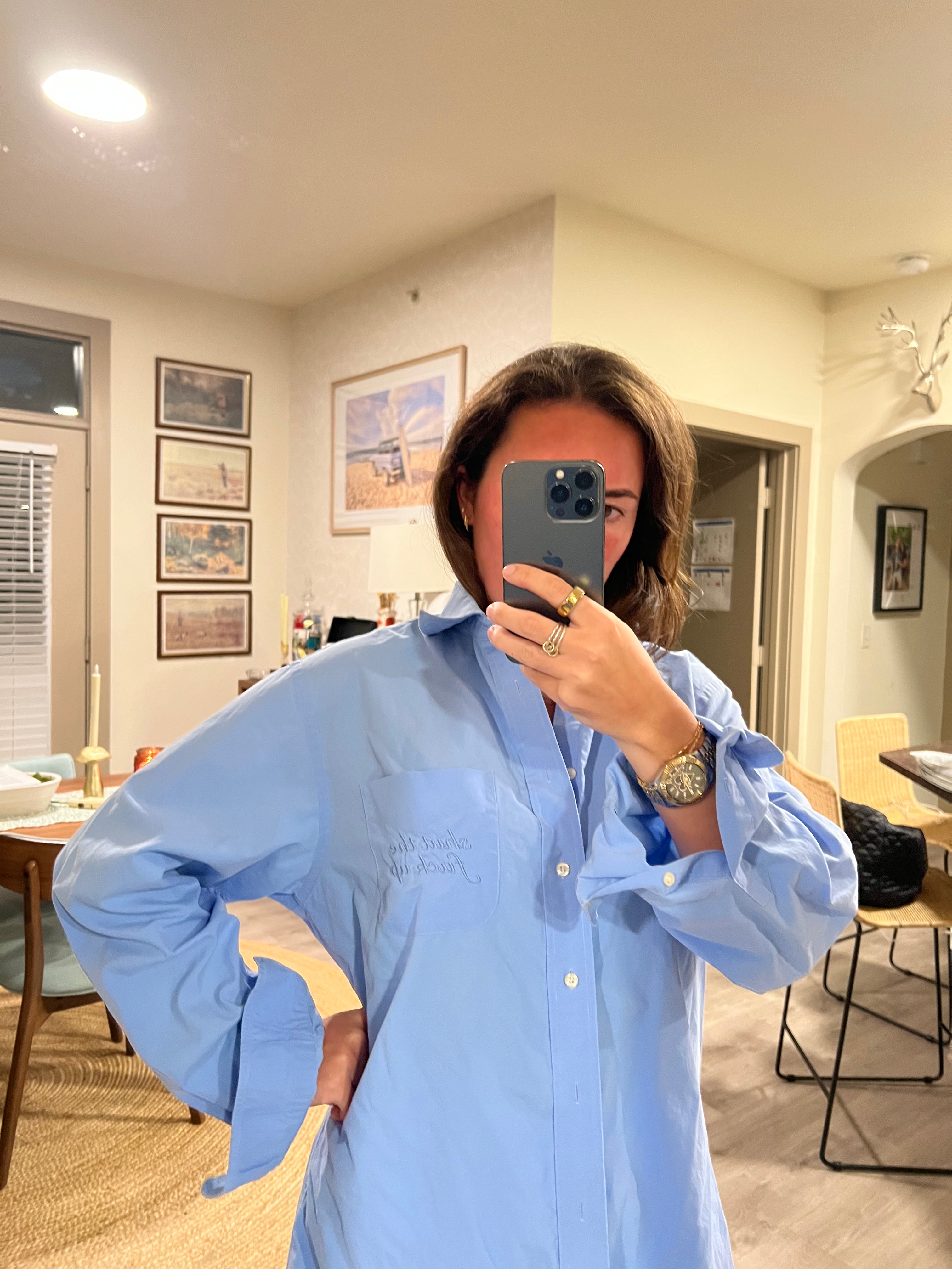 STFU Button Down - Blue & Blue