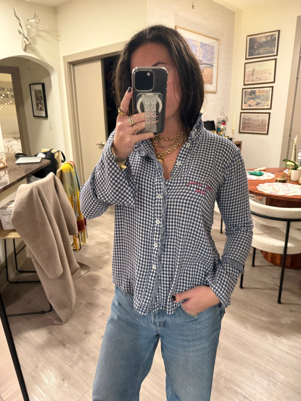 Give 'em Hell Button Down - Blue Plaid & Magenta