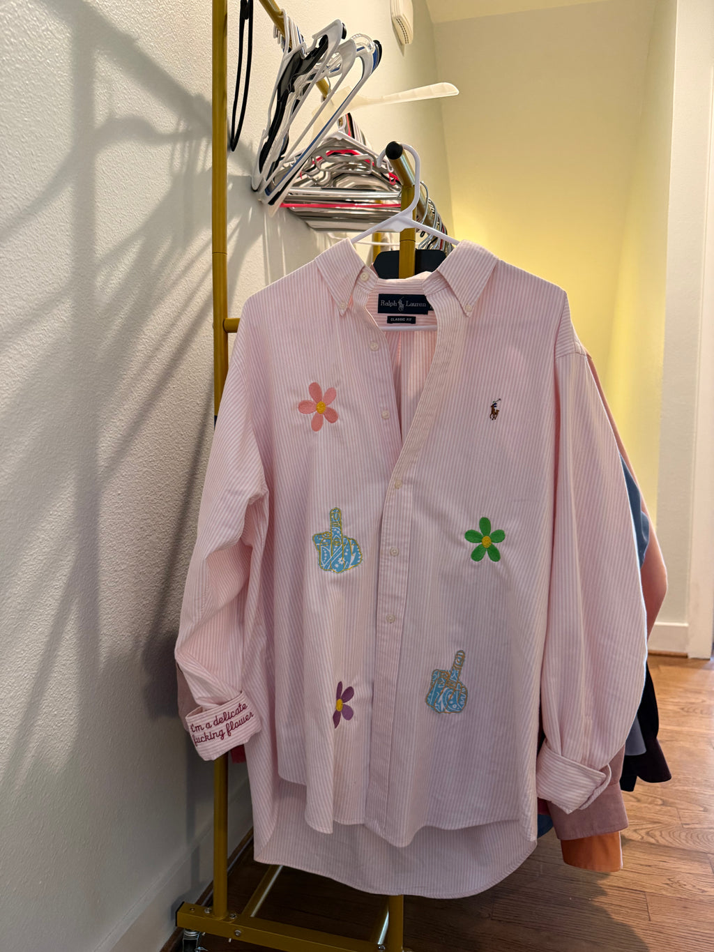 i'm a delicate fucking flower button down
