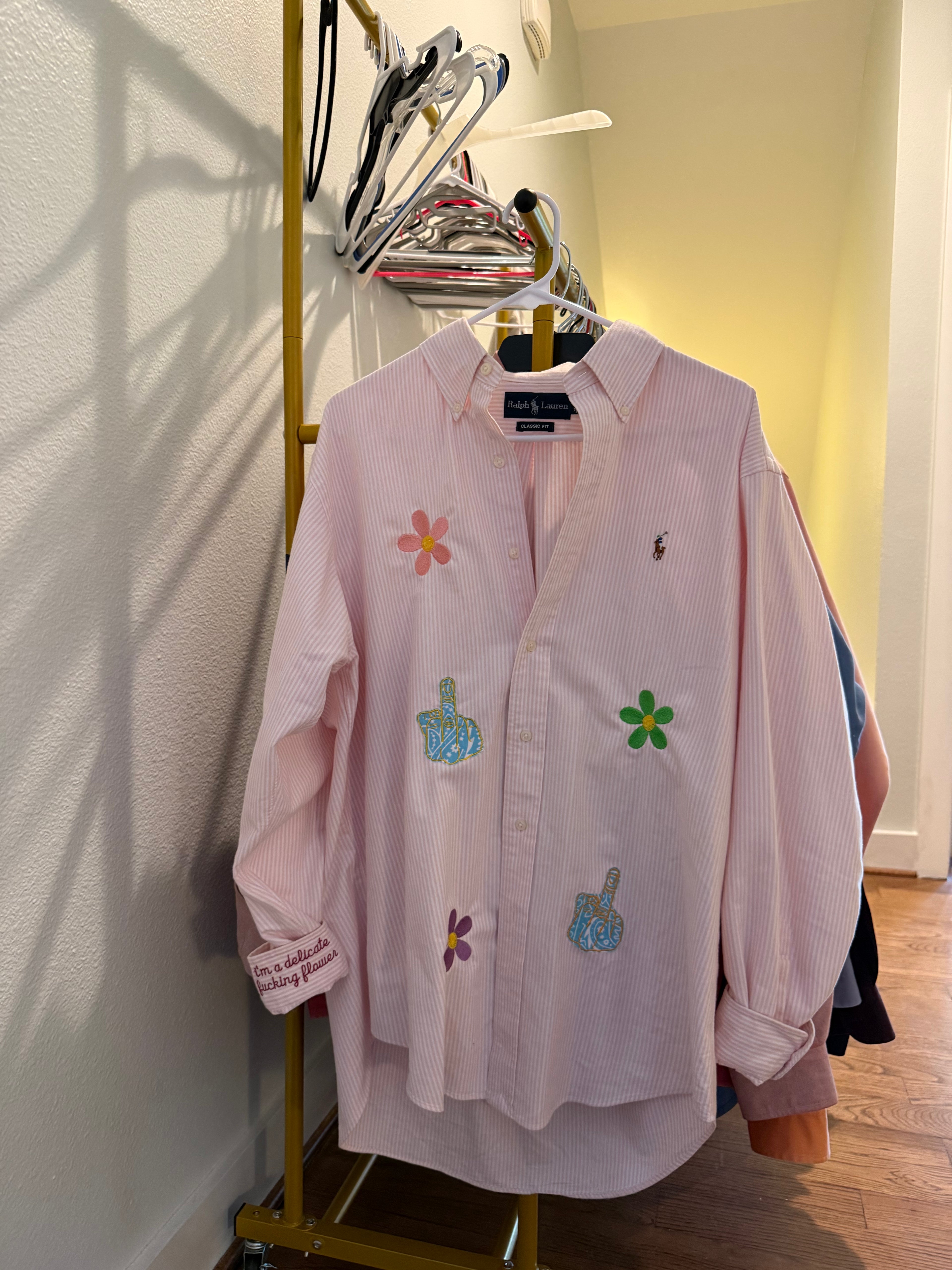 i'm a delicate fucking flower button down