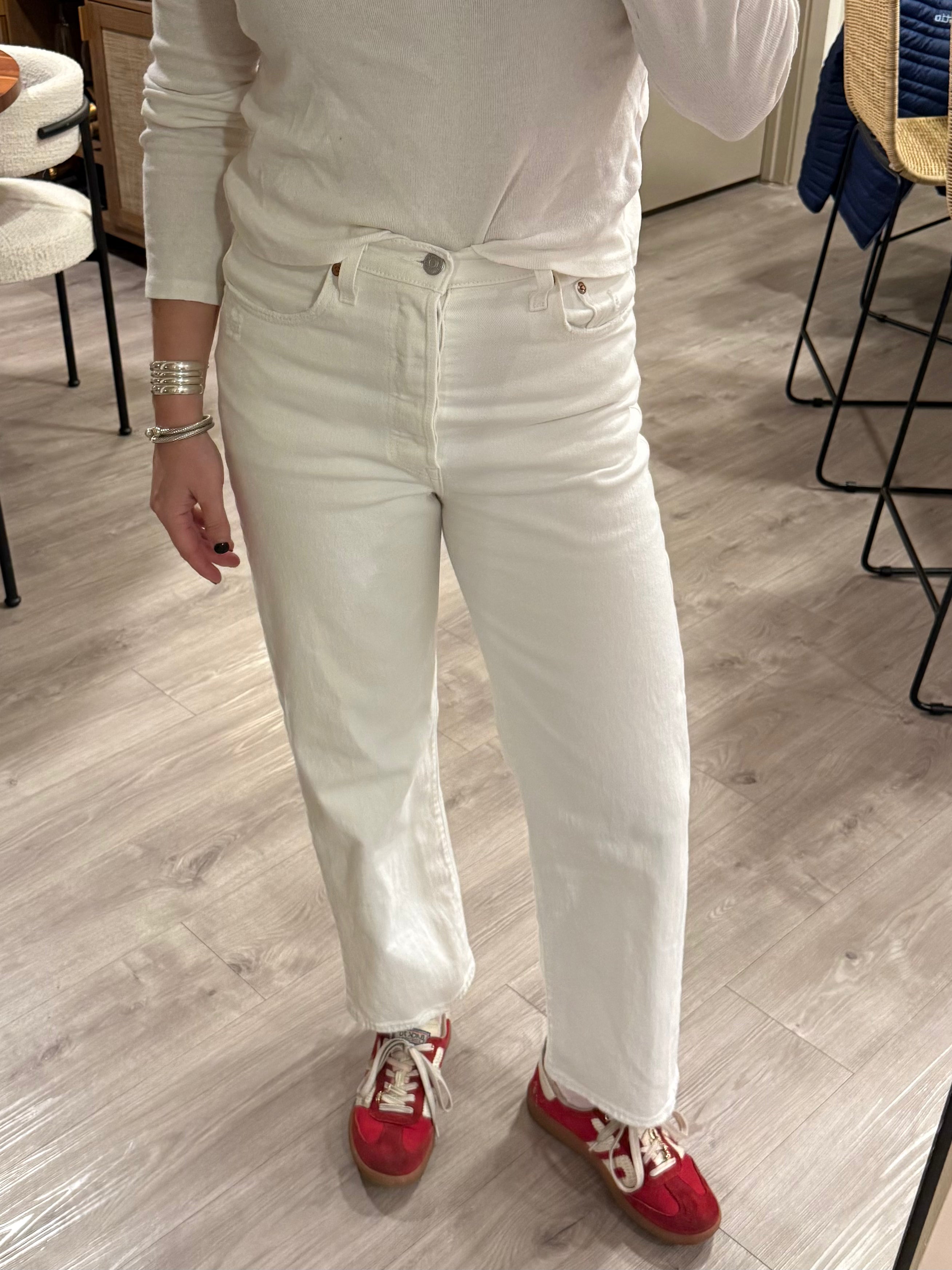 "Lucky You" Jeans - White & Red