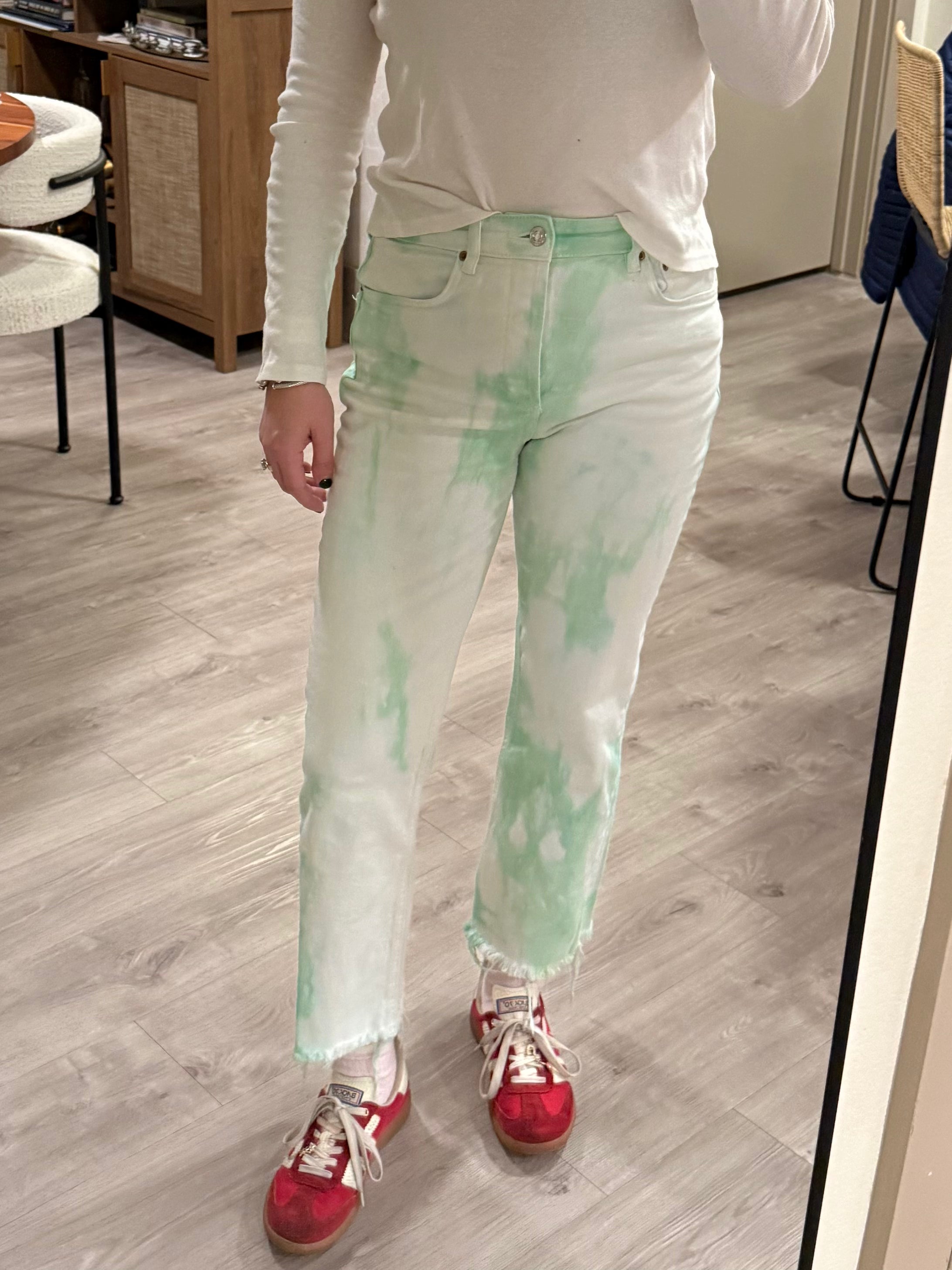 "Lucky You" Jeans - Green Tie Dye & Green