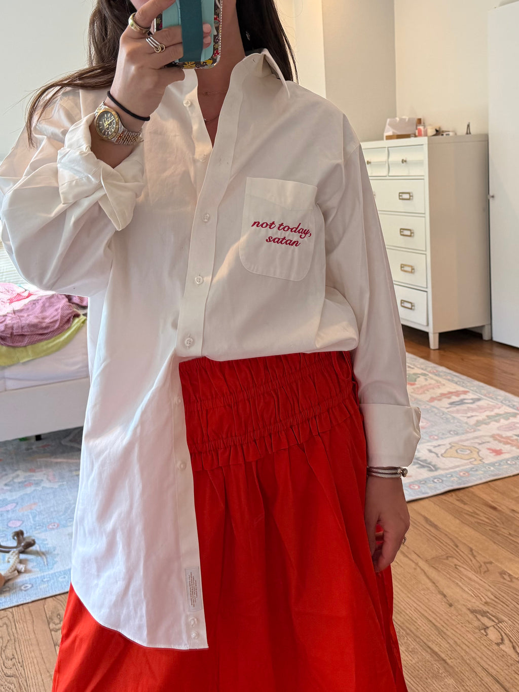 not today, satan Button Down - Size L