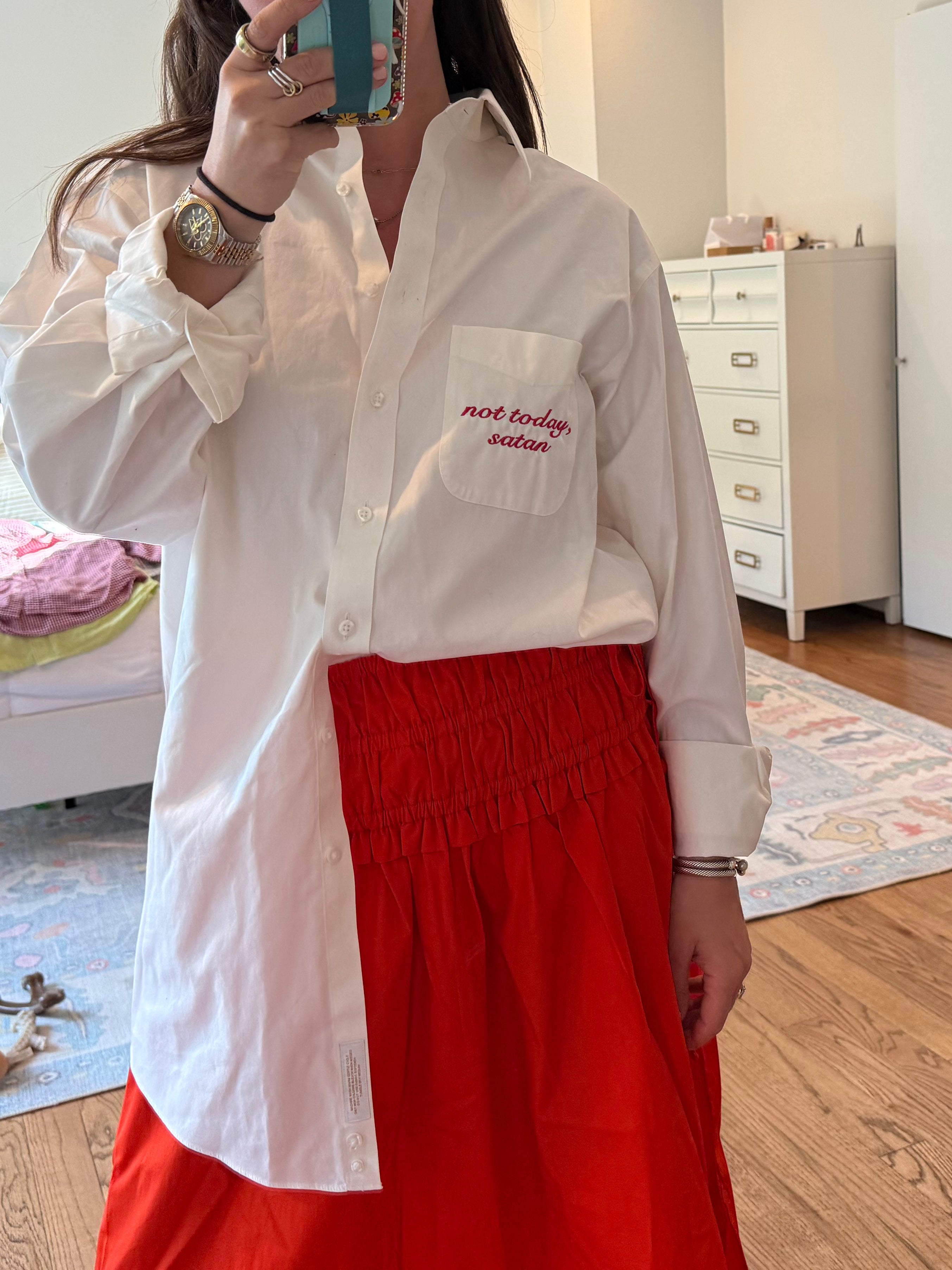 not today, satan Button Down - Size L