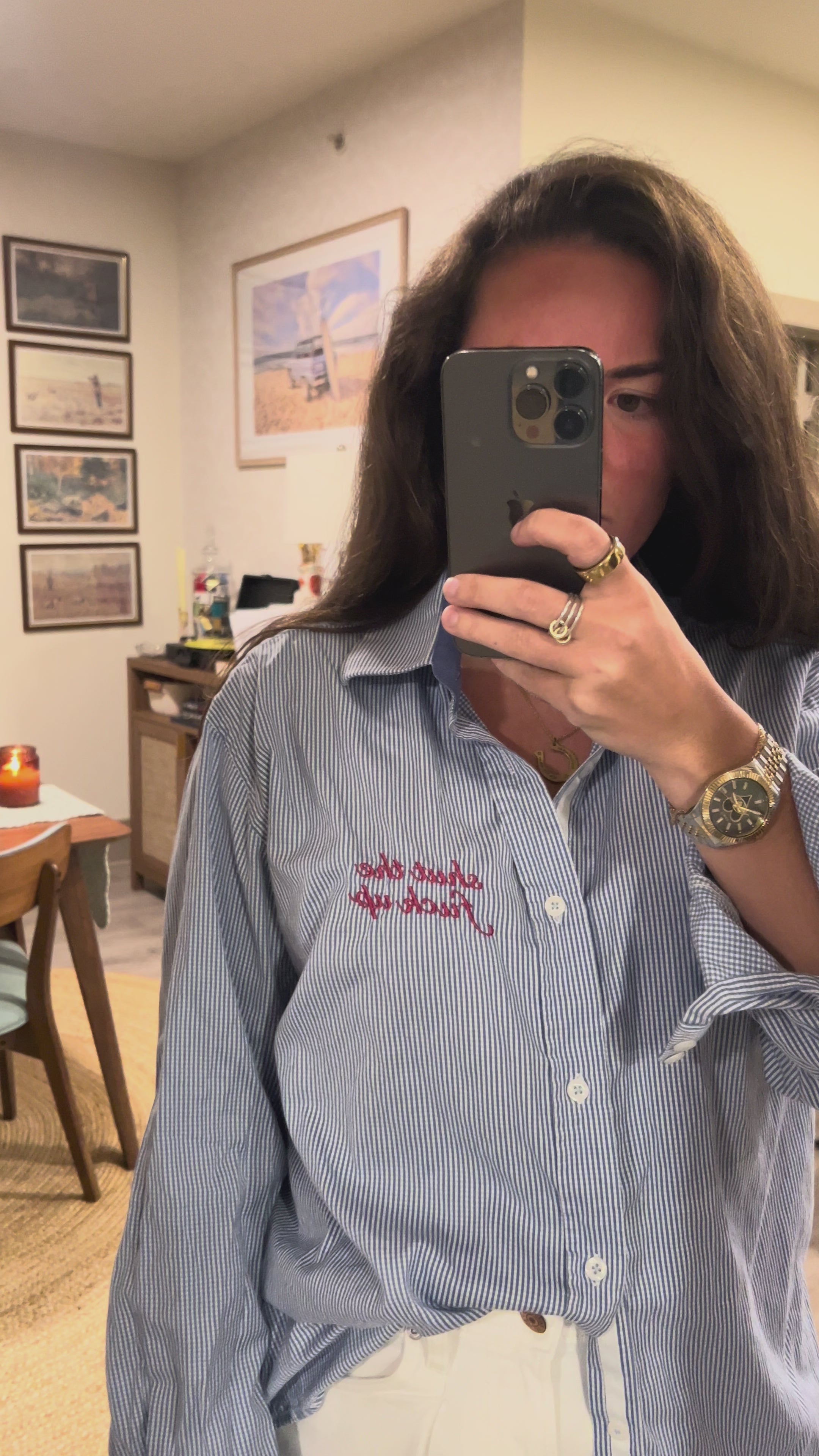 STFU Button Down - Blue Plaid & Magenta