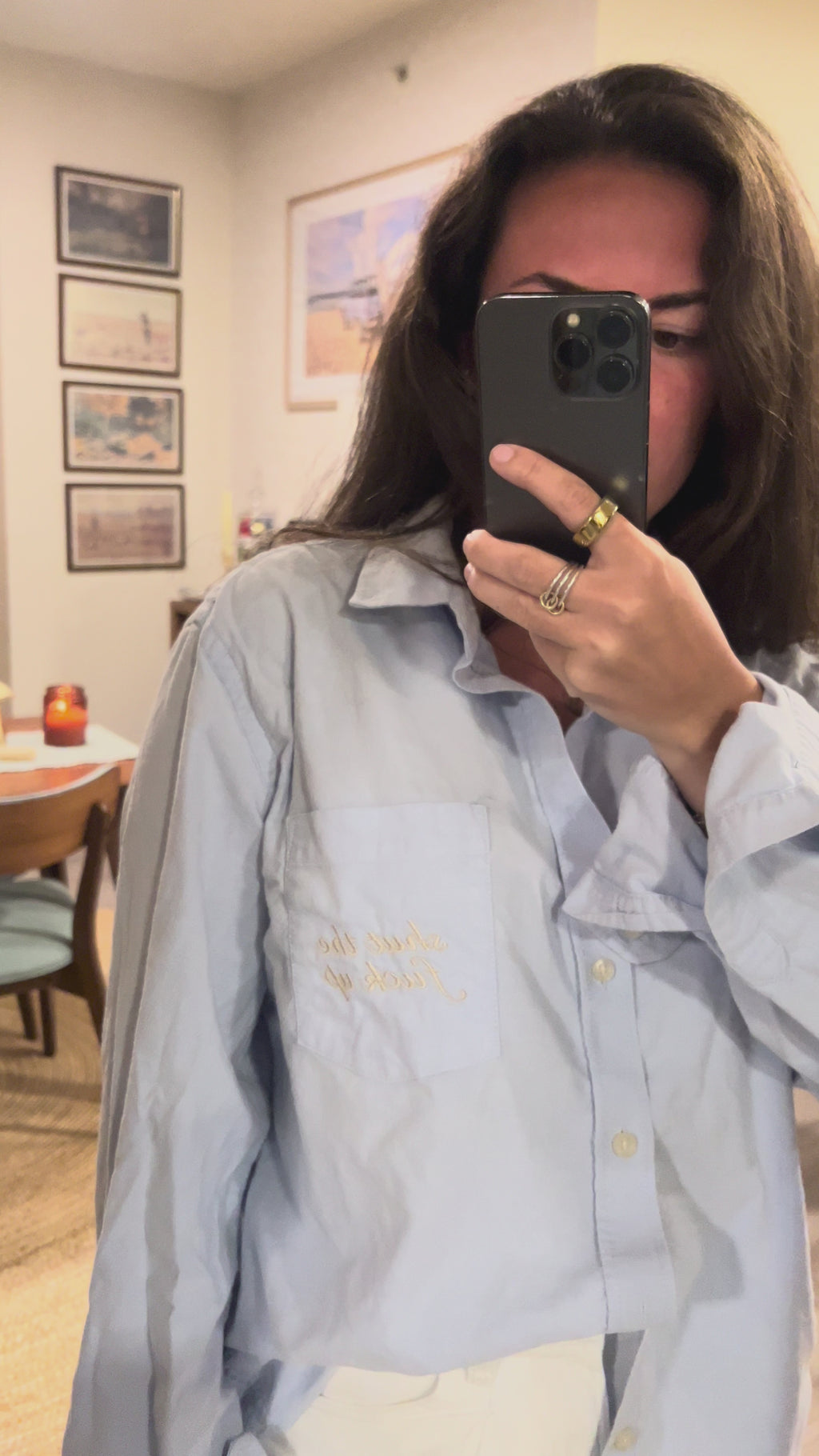 STFU Button Down - Blue & Cream